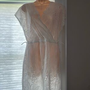 CAbi White Floral Swim Coverup